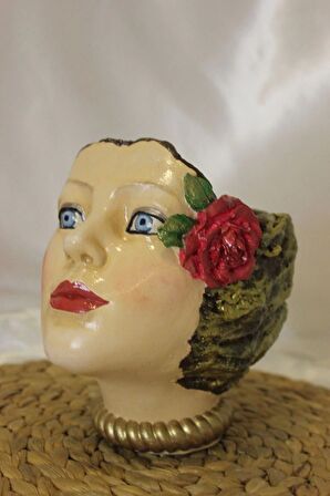 Rus Kız El İşi Hand Made Saksı Biblo