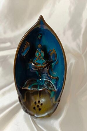 Budha Geri Akış Tütsülük Buda Ters Akış Tütsü Seramik Feng Sui Yeşil