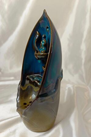 Budha Geri Akış Tütsülük Buda Ters Akış Tütsü Seramik Feng Sui Yeşil