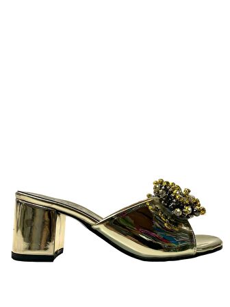 Tuğba Ortopedi TH26 Kadın Taşlı Topuklu Abiye Terlik