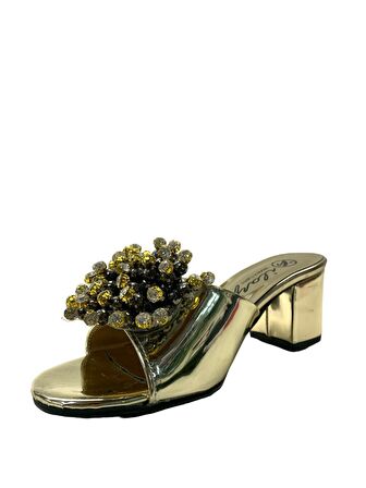 Tuğba Ortopedi TH26 Kadın Taşlı Topuklu Abiye Terlik