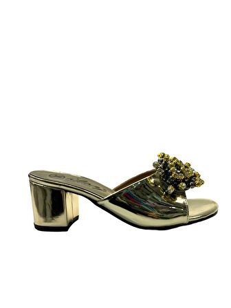 Tuğba Ortopedi TH26 Kadın Taşlı Topuklu Abiye Terlik