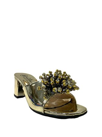 Tuğba Ortopedi TH26 Kadın Taşlı Topuklu Abiye Terlik