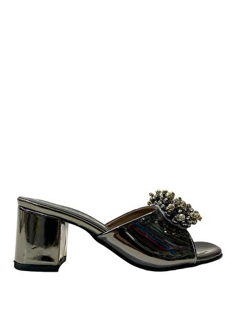 Tuğba Ortopedi TH26 Kadın Taşlı Topuklu Abiye Terlik