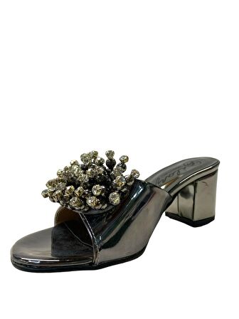 Tuğba Ortopedi TH26 Kadın Taşlı Topuklu Abiye Terlik