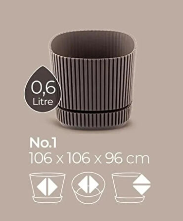 Omnipazar KRS-241 Pera Kare Dekoratif Kaktus Sukulent Saksı 0,60 Litre No 1