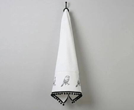 Kuş Nakışlı El Yüz Havlusu 50x90 (100%Pamuk)