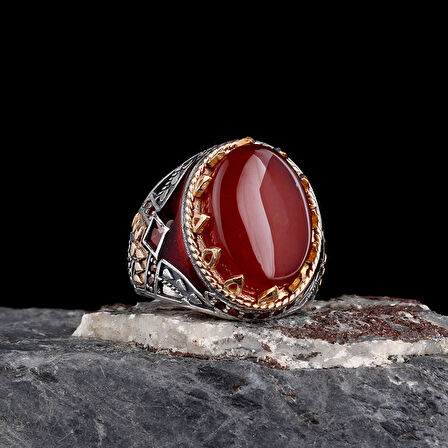 925 Ayar Erkek Mikro Taş İşlemeli Mineli Gümüş Yüzük