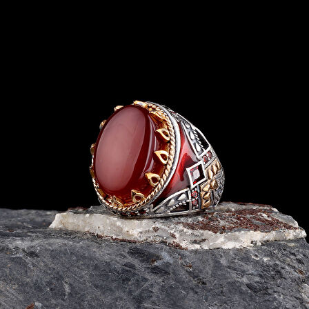 925 Ayar Erkek Mikro Taş İşlemeli Mineli Gümüş Yüzük