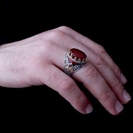 925 Ayar Erkek Mikro Taş İşlemeli Mineli Gümüş Yüzük