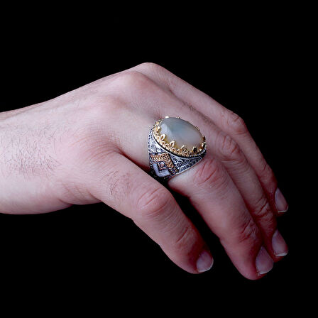 925 Ayar Bronz Motifli Erkek Gümüş Yüzük