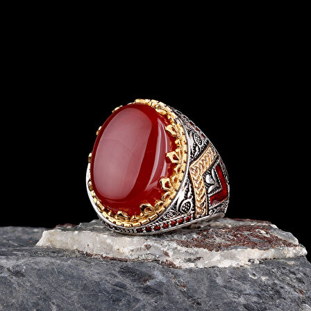 925 Ayar Bronz Motifli Erkek Gümüş Yüzük