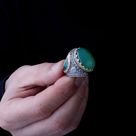 925 Ayar Gümüş Erkek Yüzük – Lüks Tasarım Oval Taşlı Yüzük