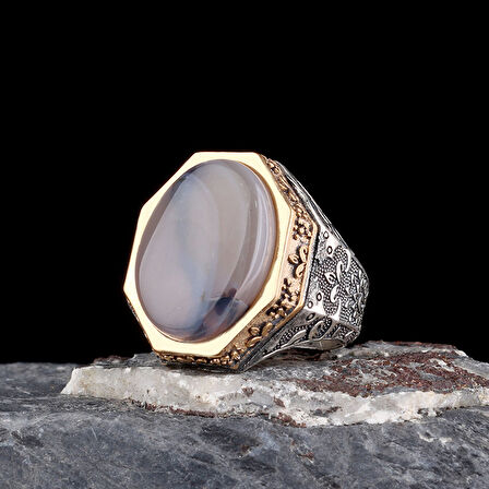 Erkek Yüzük 925 Ayar Gümüş – Usta İşçilikli Özel Taş Modeli