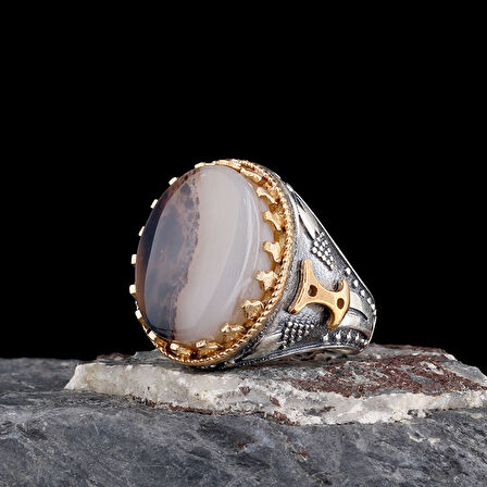 Erkek 925 Ayar Gümüş Yüzük – Hançer Motifli El İşçilikli