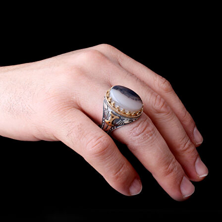 Erkek 925 Ayar Gümüş Yüzük – Hançer Motifli El İşçilikli