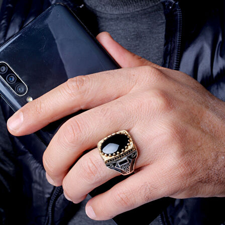 925 Ayar Erkek Gümüş Yüzük – Özgün Desenli El Yapımı Yüzük