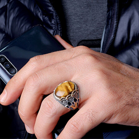 El İşçiliği 925 Ayar Gümüş Erkek Yüzük – Gösterişli ve Şık Tasarım