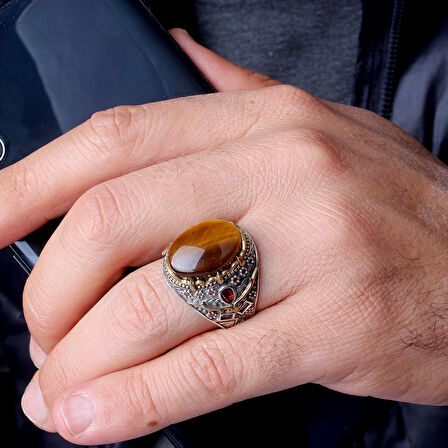 Senin Silver – Şah Duruşu 925 | Oval Taşlı Maskülen Yüzük