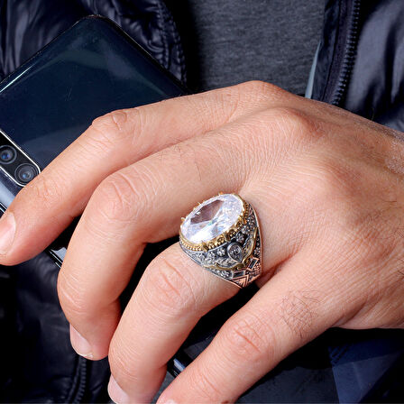 Senin Silver – Şah Duruşu 925 | Oval Taşlı Maskülen Yüzük