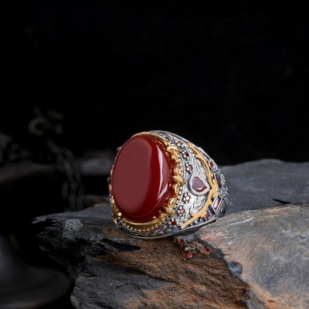 Senin Silver – Şah Duruşu 925 | Oval Taşlı Maskülen Yüzük