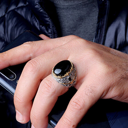 Senin Silver – Şah Duruşu 925 | Oval Taşlı Maskülen Yüzük