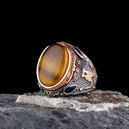 Senin Silver – Şah Duruşu 925 | Oval Taşlı Maskülen Yüzük