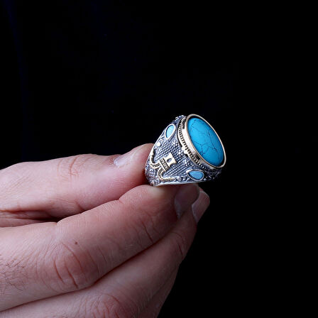 Senin Silver – Şah Duruşu 925 | Oval Taşlı Maskülen Yüzük