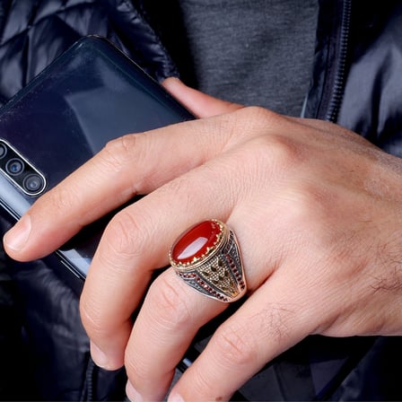 Senin Silver – Miras 925 | Geleneksel Motifli Gümüş Erkek Yüzük