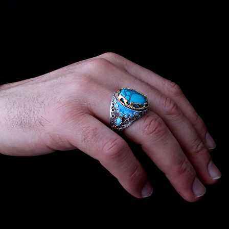 Senin Silver – Efsar 925 | Firuze Taşlı El İşçiliği Gümüş Erkek Yüzük