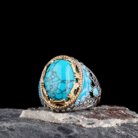 Senin Silver – Efsar 925 | Firuze Taşlı El İşçiliği Gümüş Erkek Yüzük