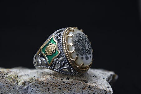 Osmanlı Bayraklı 925 Ayar Erkek Gümüş Yüzük