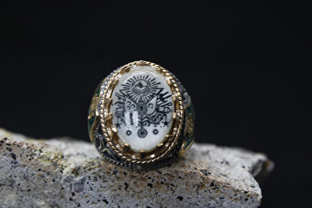 Osmanlı Bayraklı 925 Ayar Erkek Gümüş Yüzük