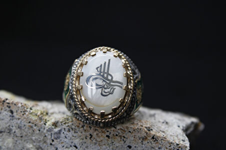 Osmanlı Bayraklı 925 Ayar Erkek Gümüş Yüzük