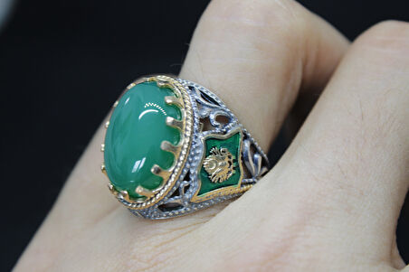 Osmanlı Bayraklı 925 Ayar Erkek Gümüş Yüzük