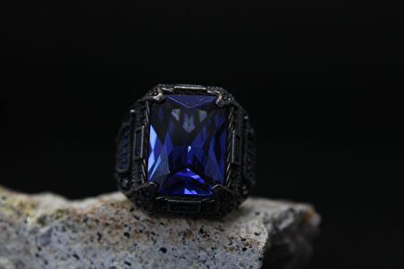 Kare Zirkon Taşlı 925 Ayar Erkek Gümüş Yüzük