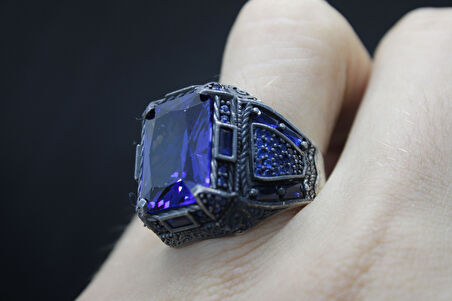 Kare Zirkon Taşlı 925 Ayar Erkek Gümüş Yüzük