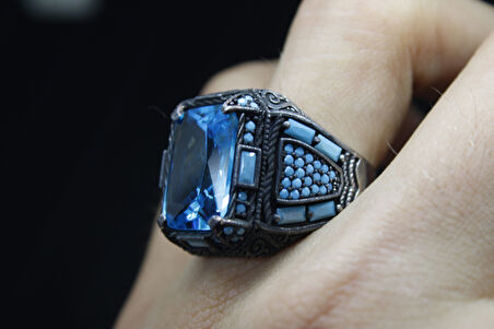 Kare Zirkon Taşlı 925 Ayar Erkek Gümüş Yüzük