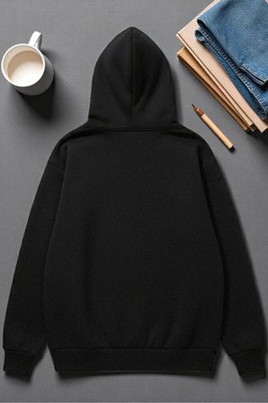 Unisex Renkli Kurdele Baskılı kapüşonlu Sweatshirt