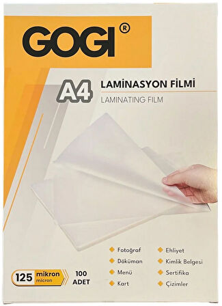 Gogi A4 Laminasyon Filmi 125 Mikron 100'lü Paket 