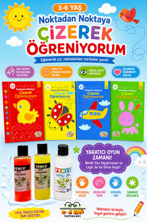 3-6 Yaşa Uygun Noktadan Noktaya Çizerek Öğreniyorum Seti - 4 Kitap