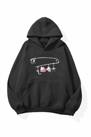 Unisex Yumuşak Dokulu Şans Baskılı Tasarım Oversize 3 İplik Hoodie Sweatshirt
