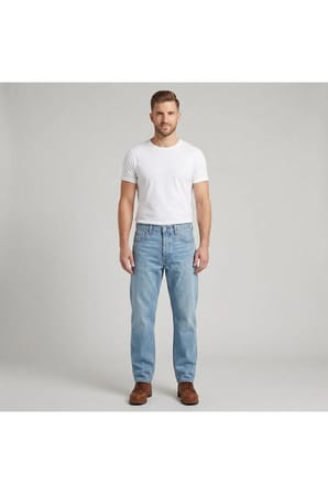 555 Pamuklu Relaxed Straight Fit Orta Bel Düz Paça ince esnek kumaş Jeans Erkek KOT PANTOLON 003VA0000 Mavi0000 / 34/30