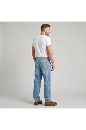 555 Pamuklu Relaxed Straight Fit Orta Bel Düz Paça ince esnek kumaş Jeans Erkek KOT PANTOLON 003VA0000 Mavi0000 / 34/30