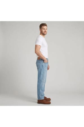 555 Pamuklu Relaxed Straight Fit Orta Bel Düz Paça ince esnek kumaş Jeans Erkek KOT PANTOLON 003VA0000 Mavi0000 / 34/30