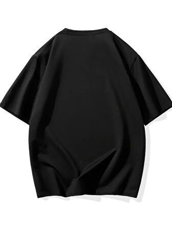 "Neden Bana Bakıyorsun?" Komik Kedi Grafik Tişört - Dijital Baskılı Siyah Bol Kesim Streetwear Tişört, Erkekler için Dört Mevsim Günlük Gömlek - Siyah