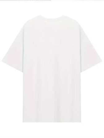 [Günlük T-Shirt] Hafif Kadın Günlük T-Shirt | Bol Kesim, Kısa Kollu, Yuvarlak Yaka, Eğlenceli Karikatür Ayı ve "Umrumda Değil" Baskı - Günlük Stil, İlkbahar/Yaz- Beyaz