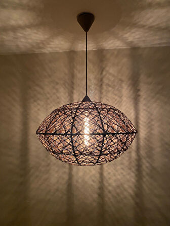 Doğal,El Yapımı-Bohem-Rustik-Modern-Jüt-Hasır Sarkıt Avize