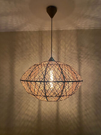 Doğal,El Yapımı Bohem-Rustik-Modern-Hasır-Jüt-Sarkıt Avize