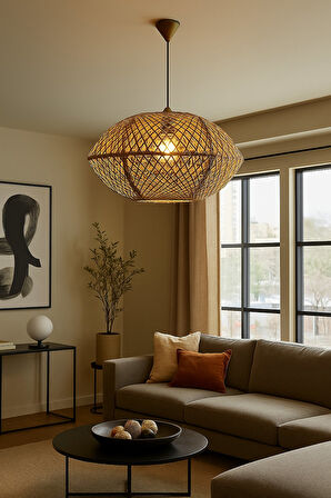 Doğal,El Yapımı-Bohem-Rustik-Modern-Hasır,Jüt- Sarkıt Avize